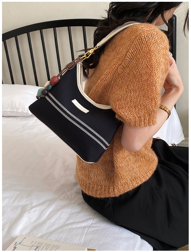 Women's PU Leather & Cloth Contrast Trim Flap Shoulder Bag detail 26