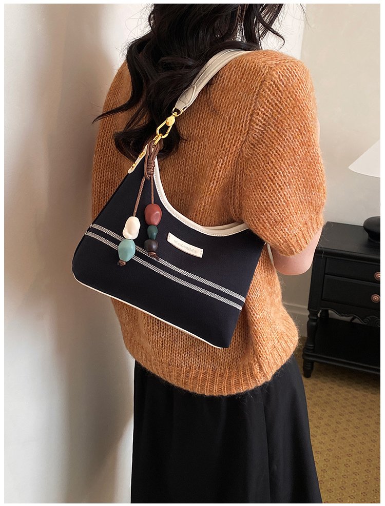Women's PU Leather & Cloth Contrast Trim Flap Shoulder Bag detail 31