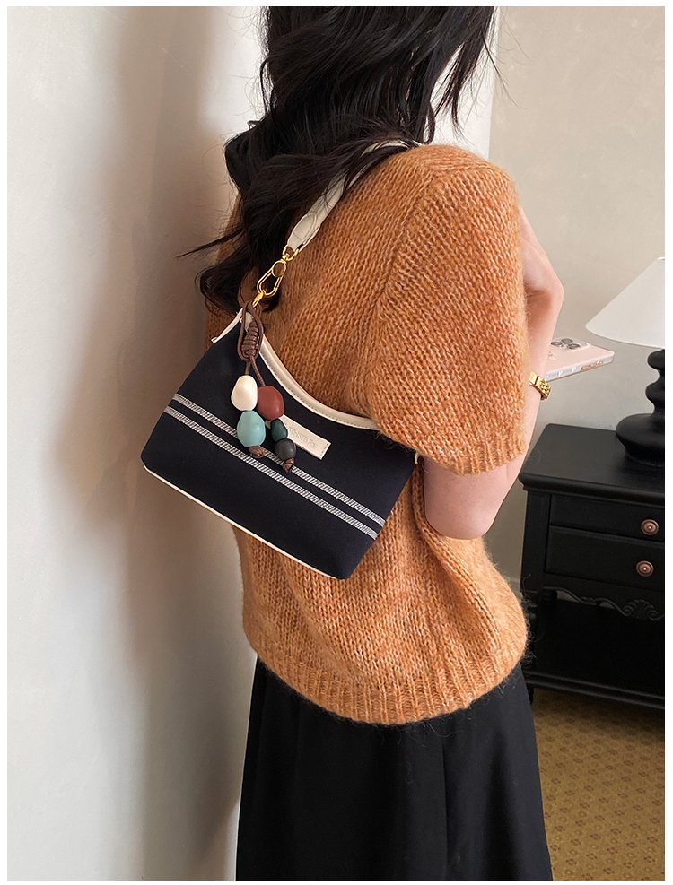Women's PU Leather & Cloth Contrast Trim Flap Shoulder Bag detail 34