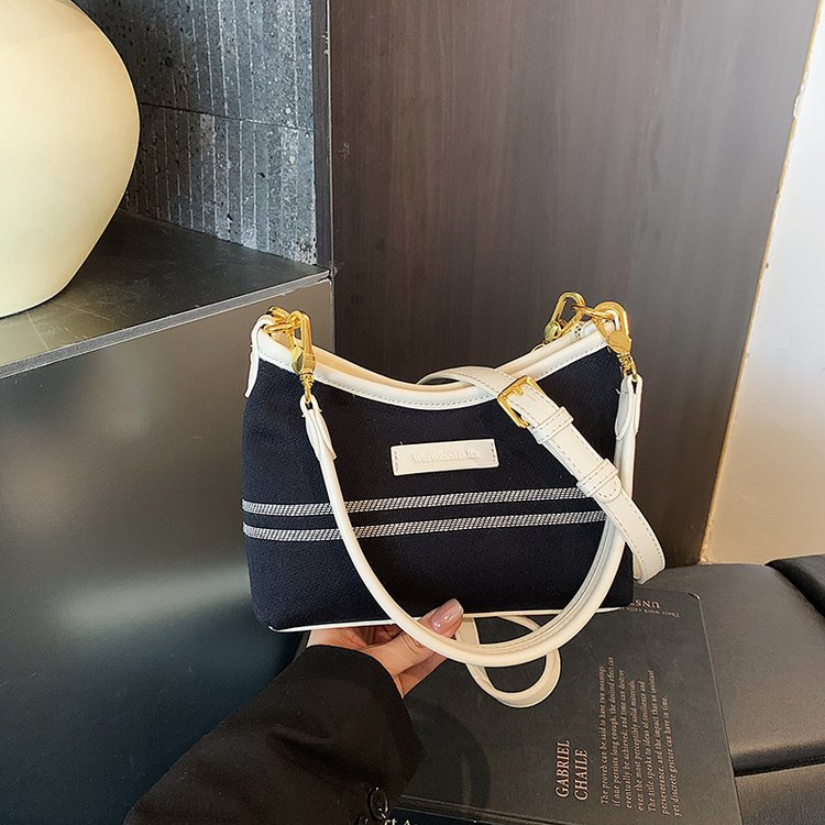 Women's PU Leather & Cloth Contrast Trim Flap Shoulder Bag view 3