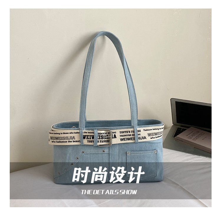 Women's Denim Contrast Trim Mini Tote Bag detail 10