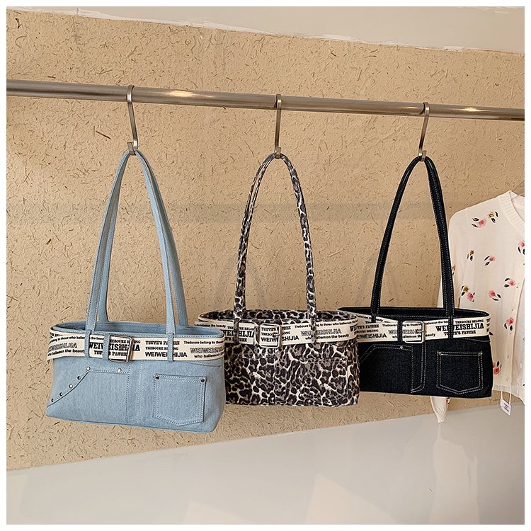 Women's Denim Contrast Trim Mini Tote Bag detail 1