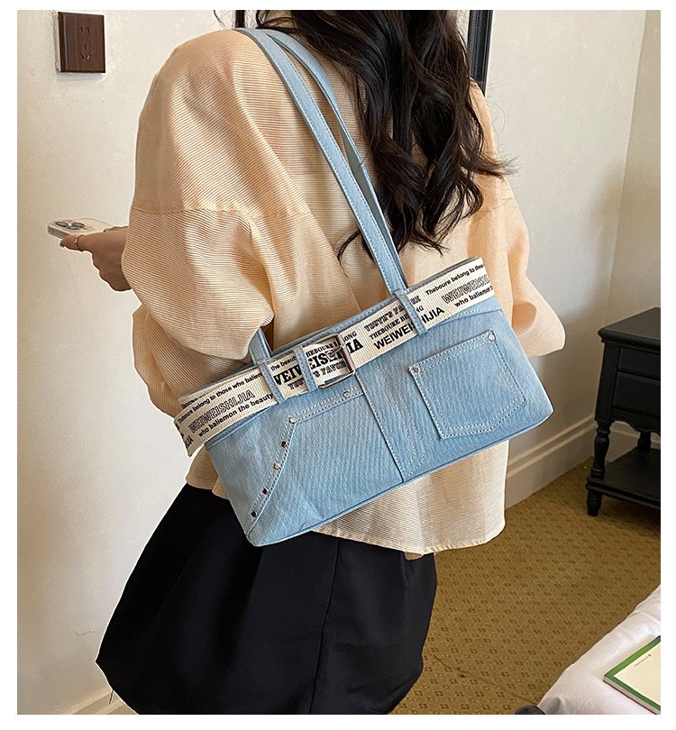 Women's Denim Contrast Trim Mini Tote Bag detail 2