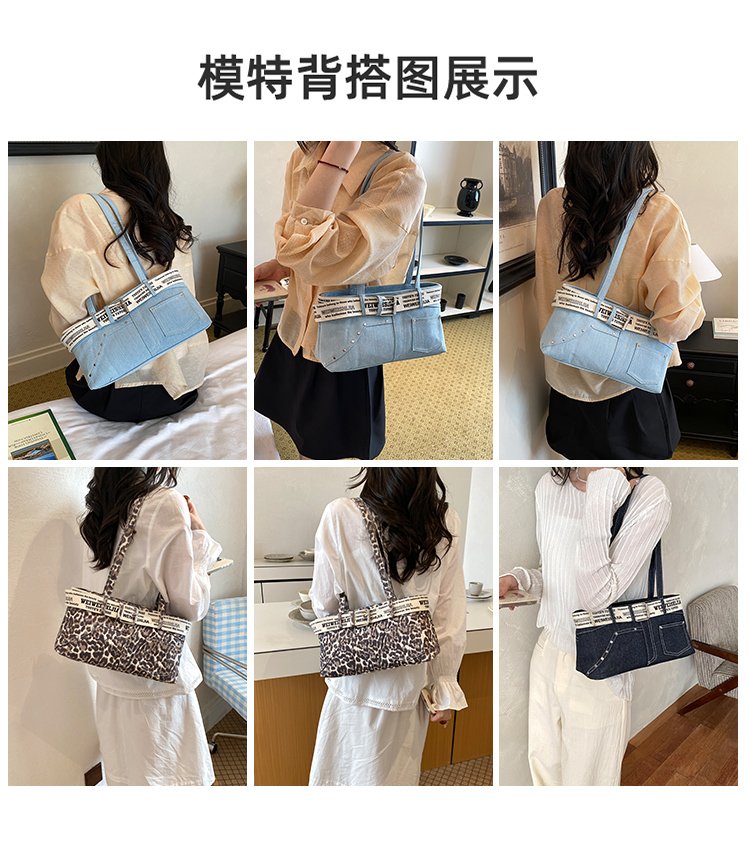 Women's Denim Contrast Trim Mini Tote Bag detail 3