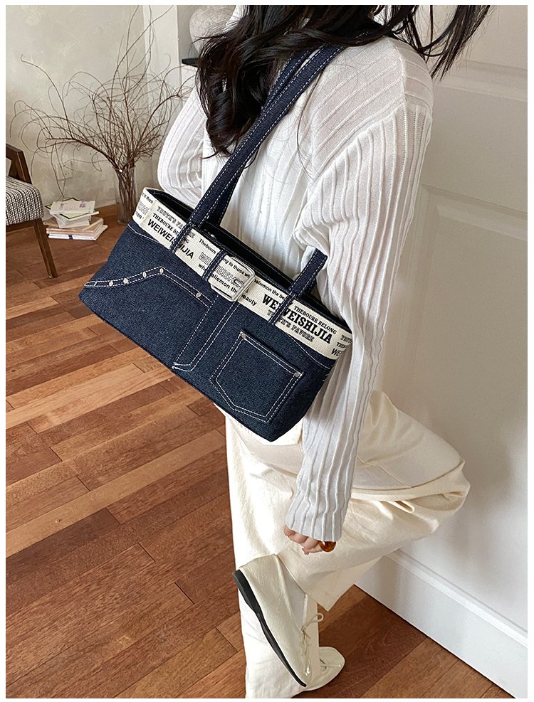 Women's Denim Contrast Trim Mini Tote Bag view 4