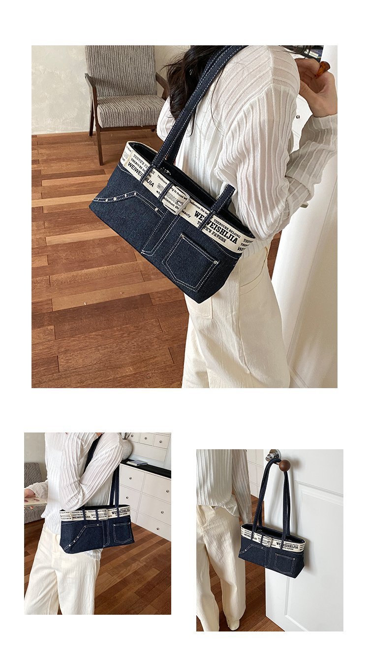 Women's Denim Contrast Trim Mini Tote Bag detail 4