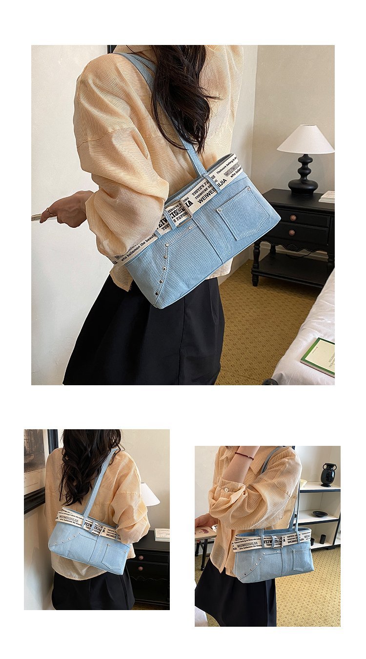 Women's Denim Contrast Trim Mini Tote Bag detail 5