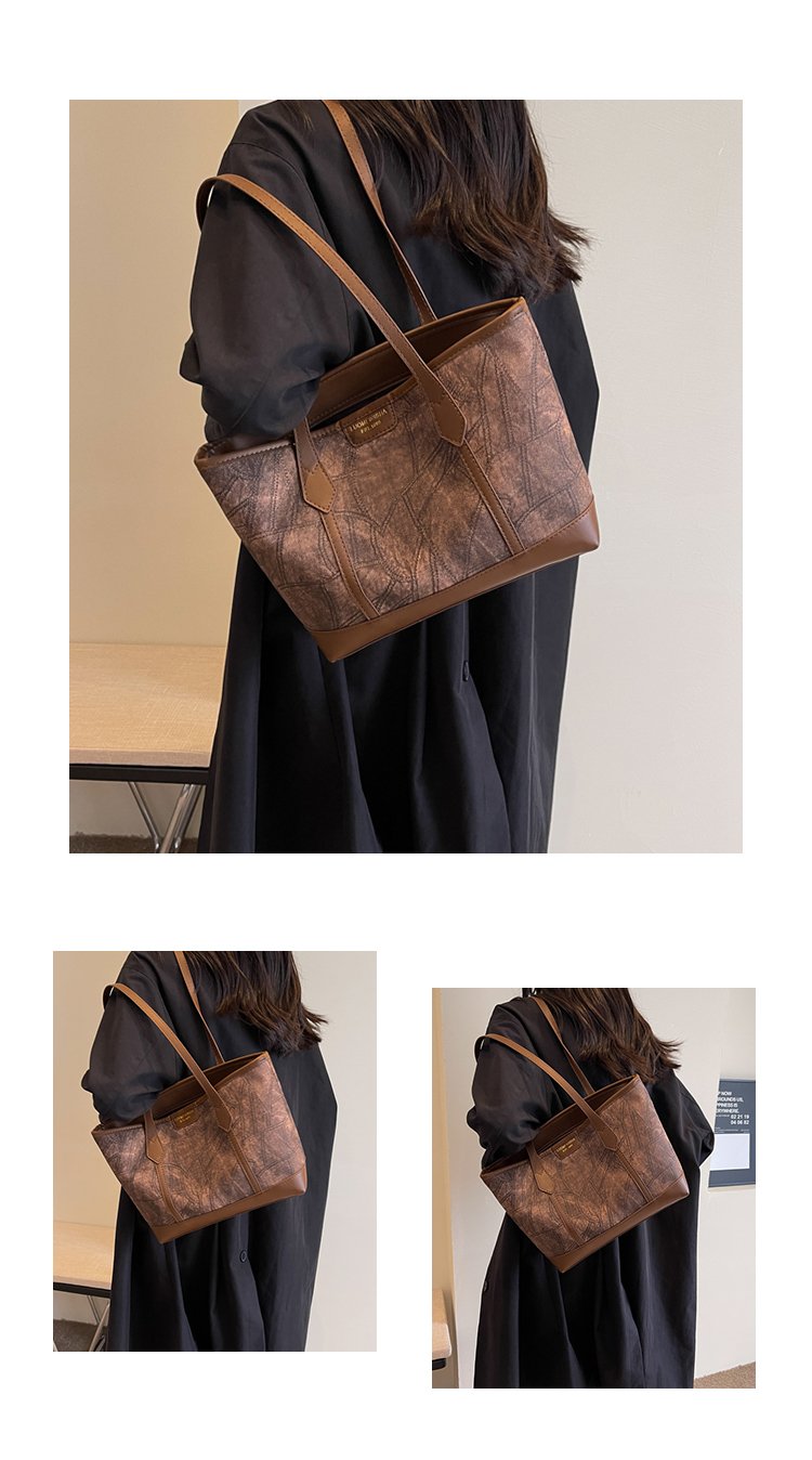 Women's PU Leather Contrast Trim Textured Tote Bag detail 9