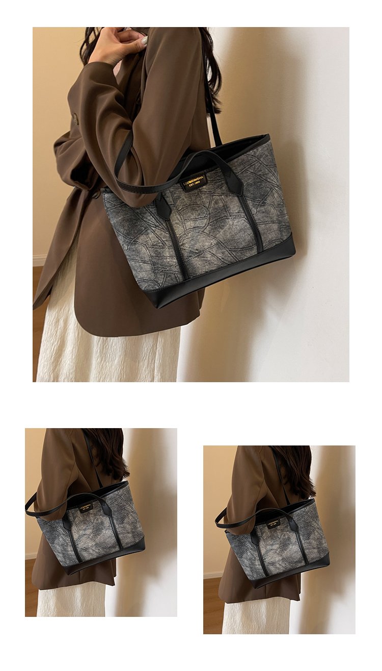 Women's PU Leather Contrast Trim Textured Tote Bag detail 10