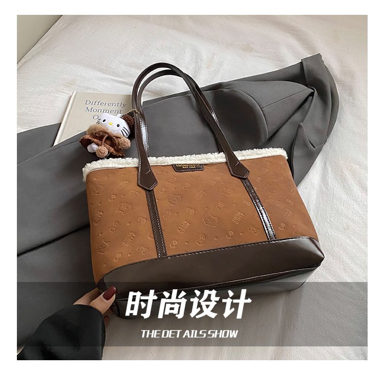 Unisex PU Leather Contrast Trim Tote Bag detail 10
