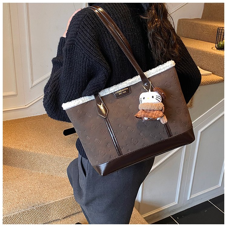 Unisex PU Leather Contrast Trim Tote Bag detail 15