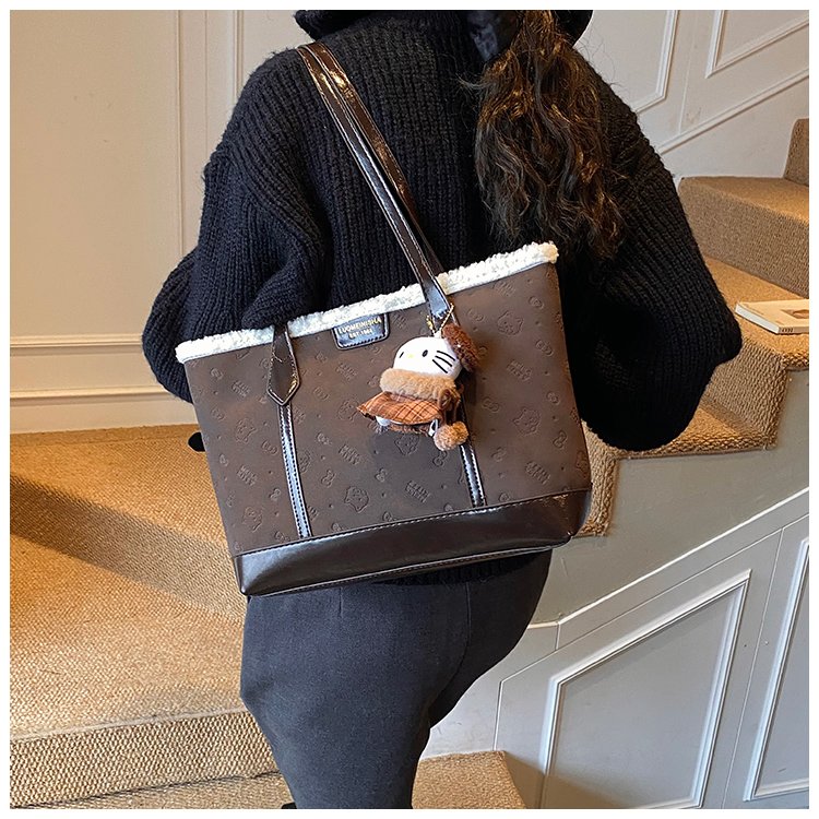 Unisex PU Leather Contrast Trim Tote Bag detail 17