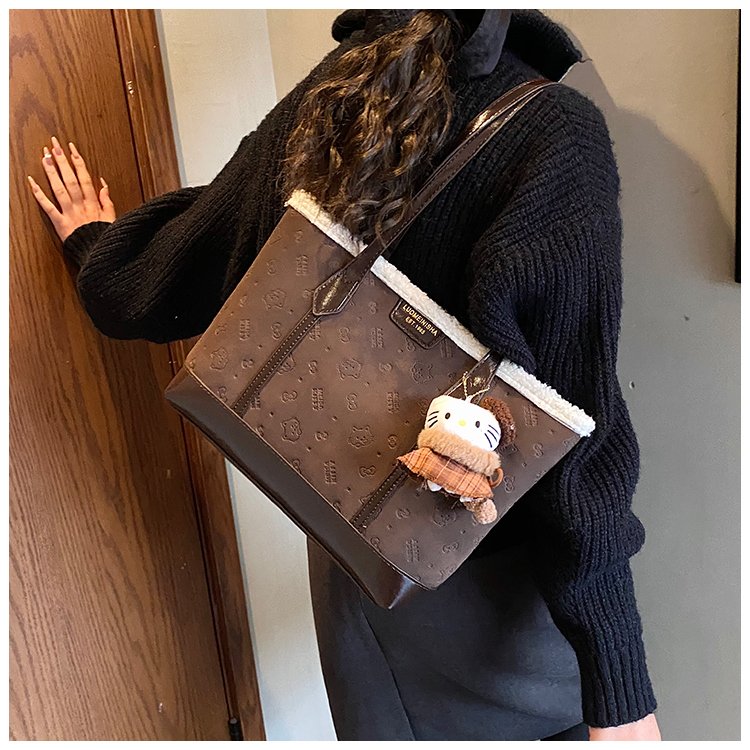 Unisex PU Leather Contrast Trim Tote Bag detail 20