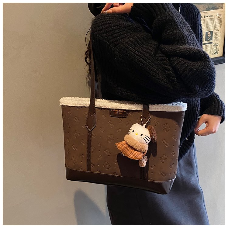 Unisex PU Leather Contrast Trim Tote Bag detail 21