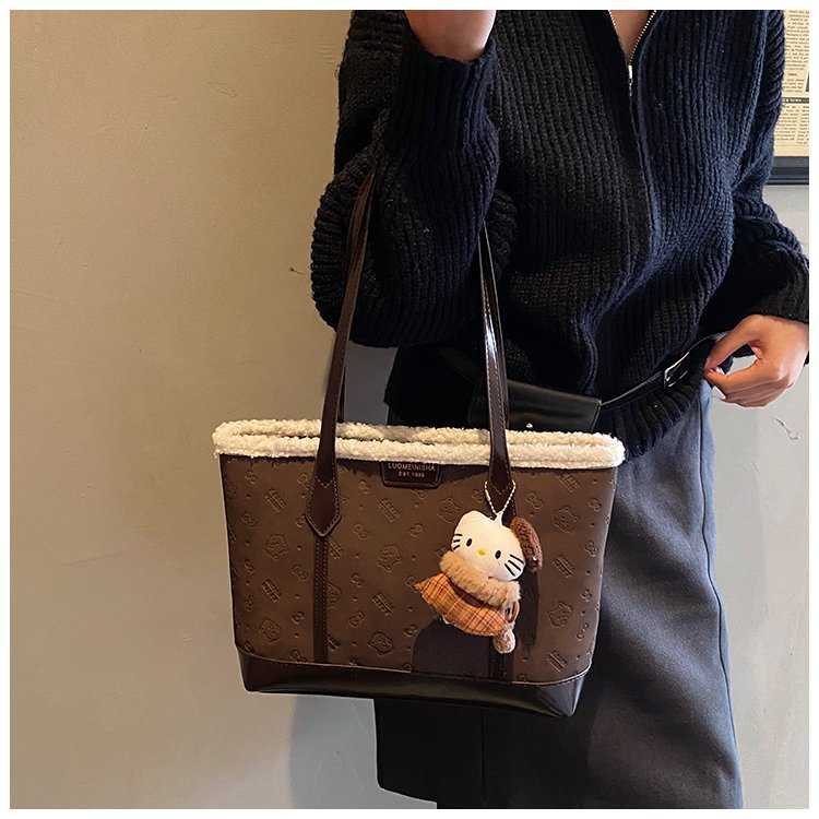 Unisex PU Leather Contrast Trim Tote Bag detail 23