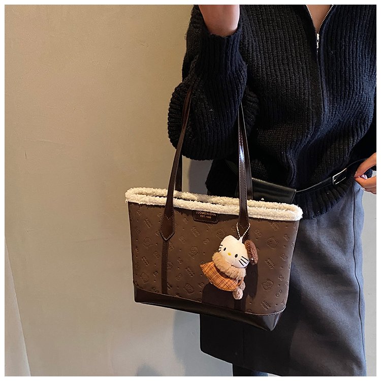 Unisex PU Leather Contrast Trim Tote Bag detail 24