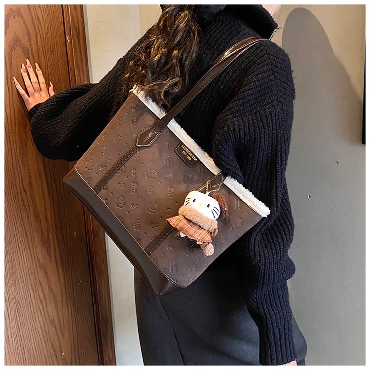 Unisex PU Leather Contrast Trim Tote Bag detail 25