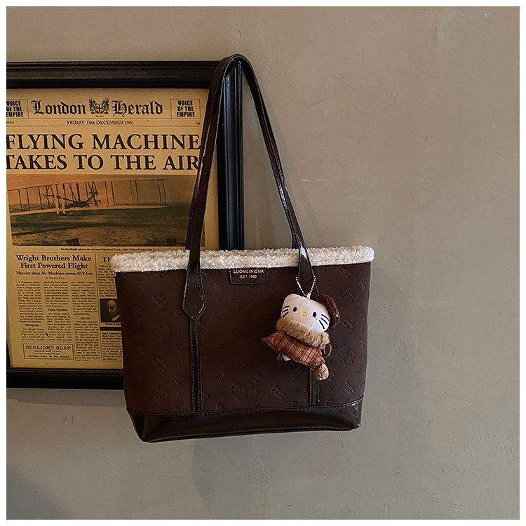 Unisex PU Leather Contrast Trim Tote Bag detail 27