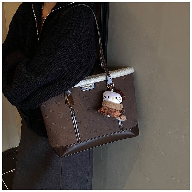 Unisex PU Leather Contrast Trim Tote Bag detail 28