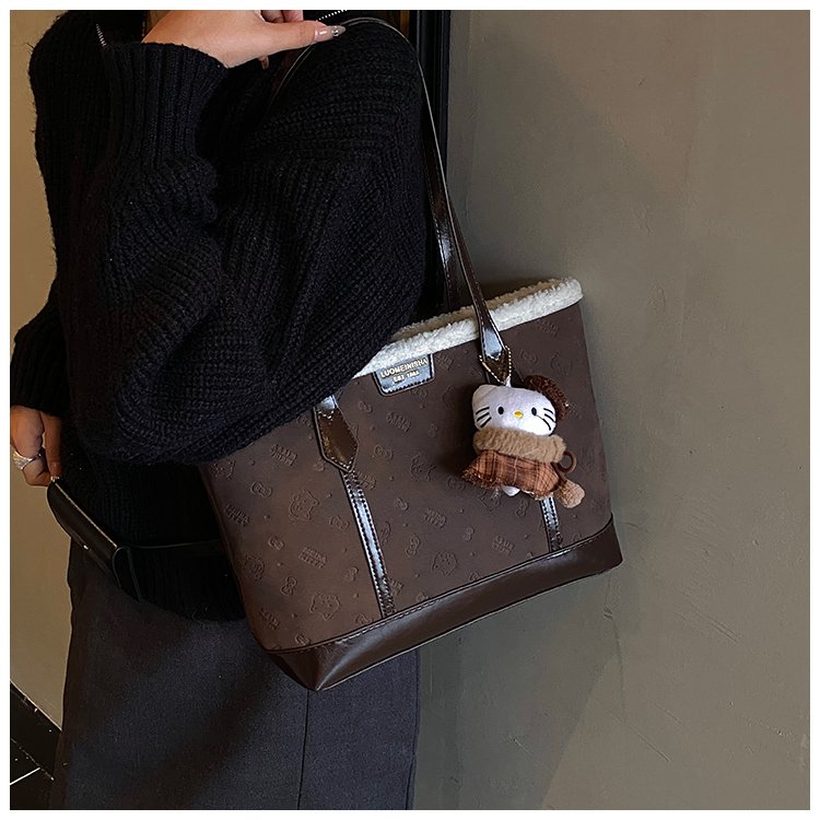 Unisex PU Leather Contrast Trim Tote Bag detail 29