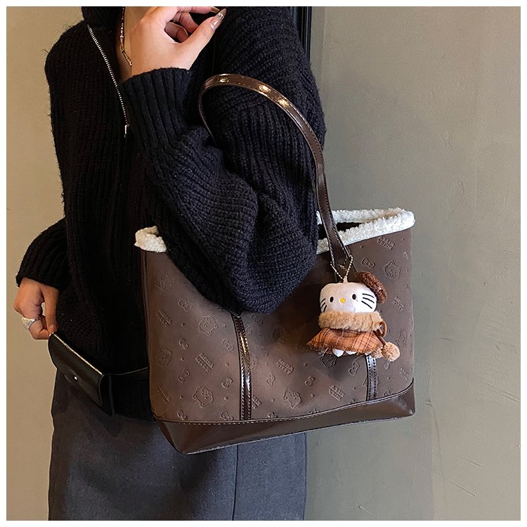 Unisex PU Leather Contrast Trim Tote Bag detail 30