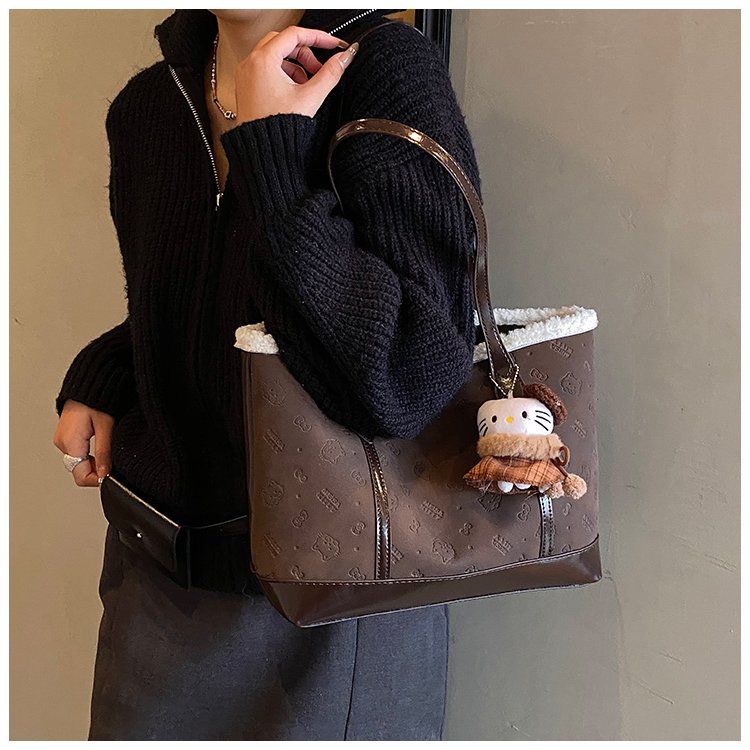 Unisex PU Leather Contrast Trim Tote Bag detail 31