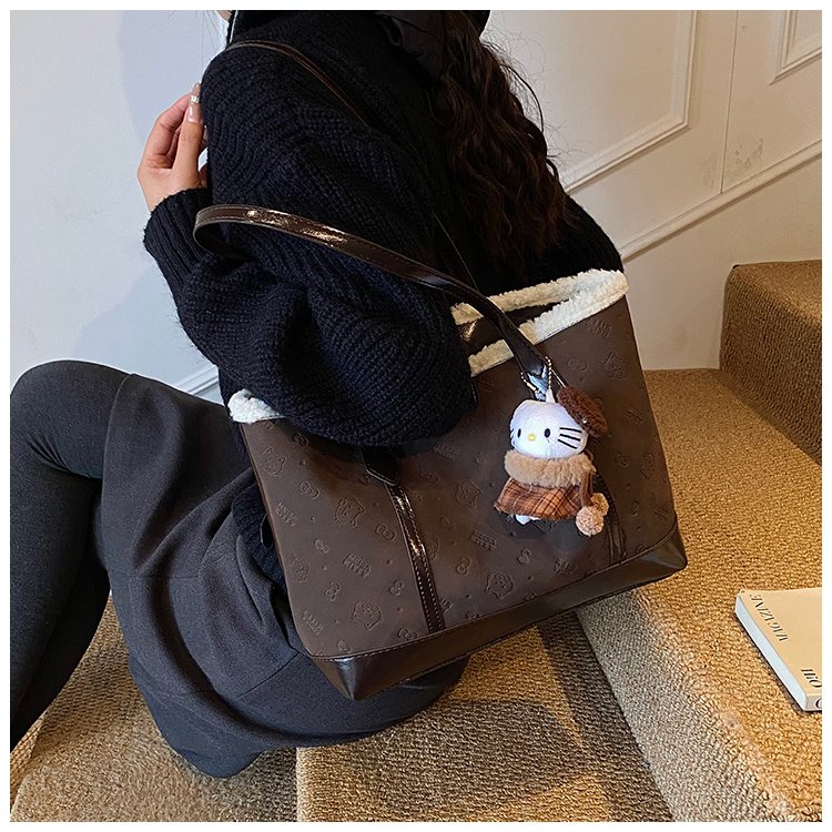 Unisex PU Leather Contrast Trim Tote Bag detail 32