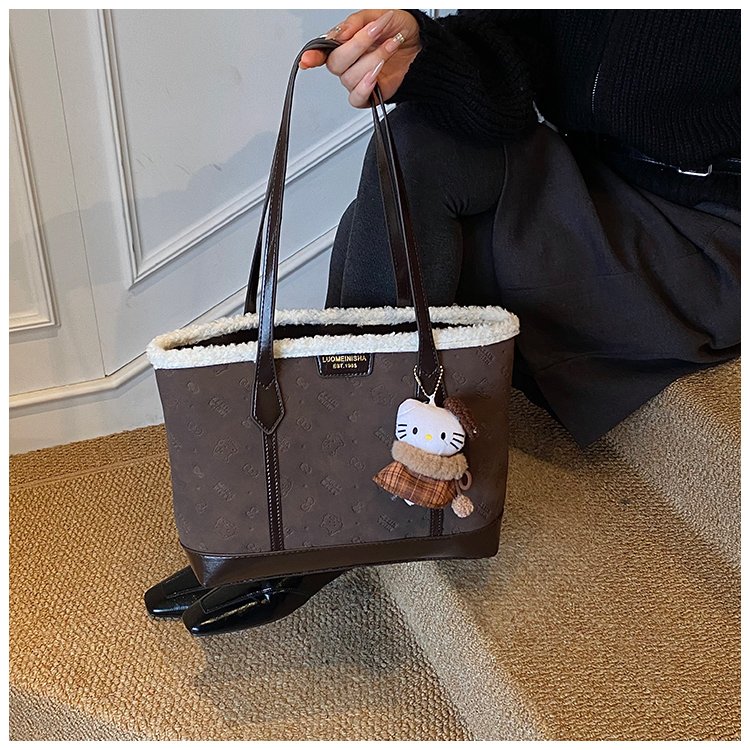 Unisex PU Leather Contrast Trim Tote Bag detail 33