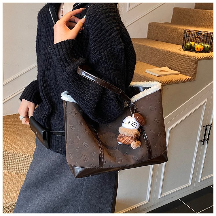 Unisex PU Leather Contrast Trim Tote Bag detail 34