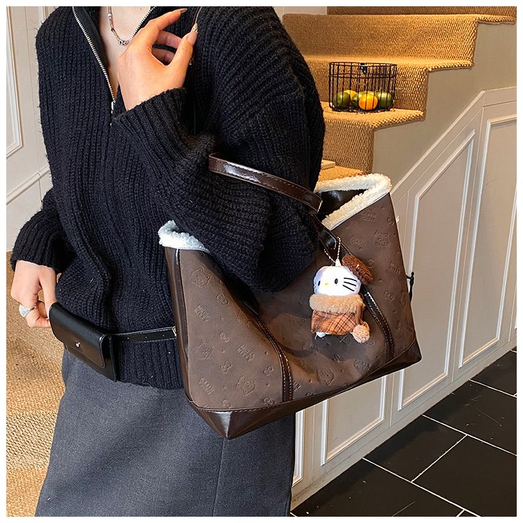 Unisex PU Leather Contrast Trim Tote Bag detail 35