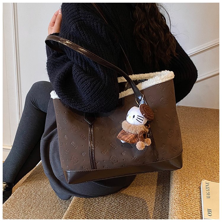 Unisex PU Leather Contrast Trim Tote Bag detail 36