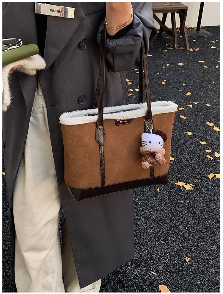 Unisex PU Leather Contrast Trim Tote Bag detail 39
