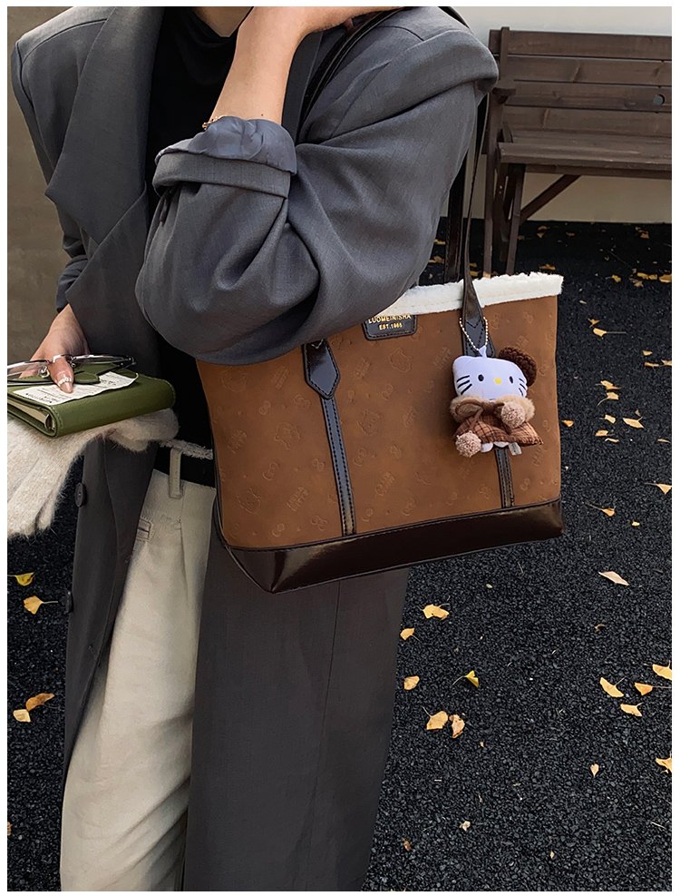 Unisex PU Leather Contrast Trim Tote Bag detail 40