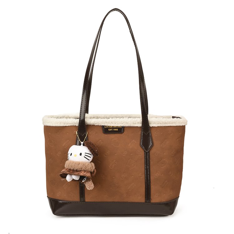 Unisex PU Leather Contrast Trim Tote Bag view 1
