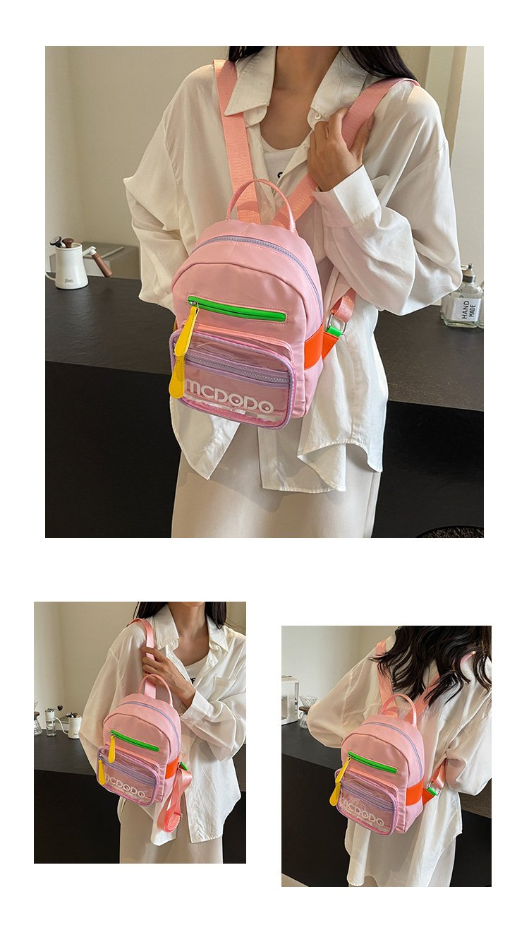 Women's Nylon Contrast Zip Pocket Backpack detail 10