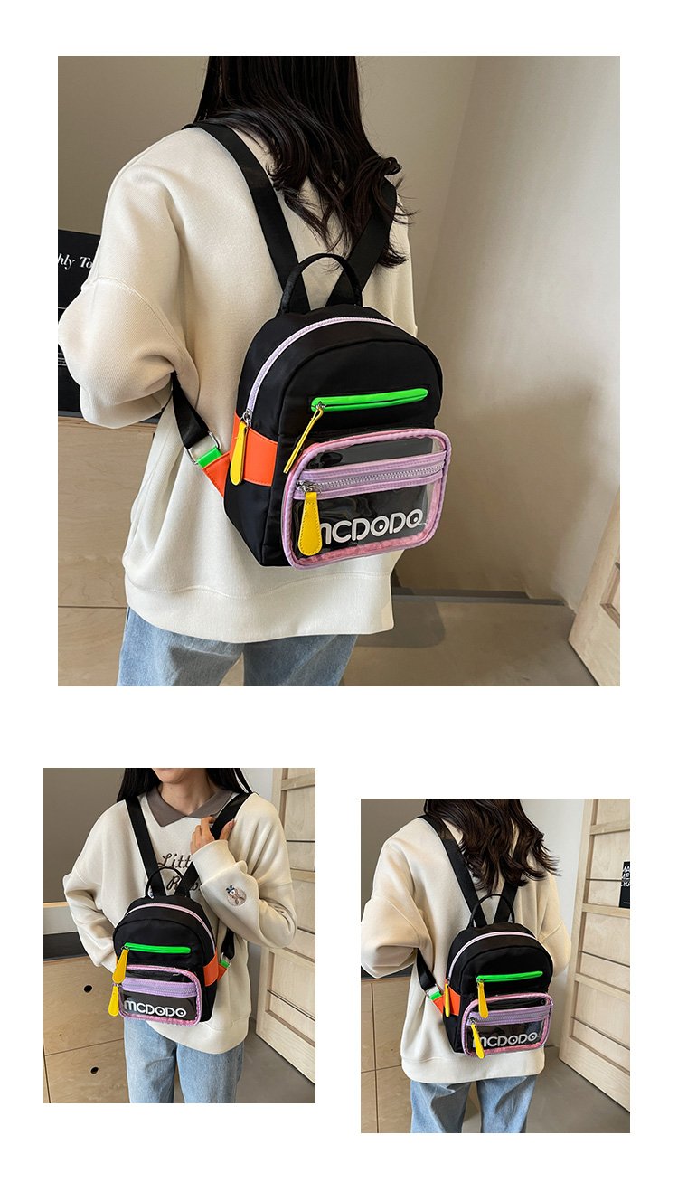 Women's Nylon Contrast Zip Pocket Backpack detail 13