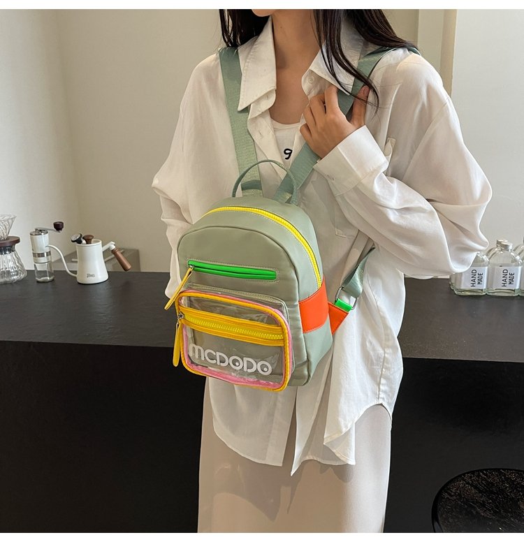 Women's Nylon Contrast Zip Pocket Backpack detail 15