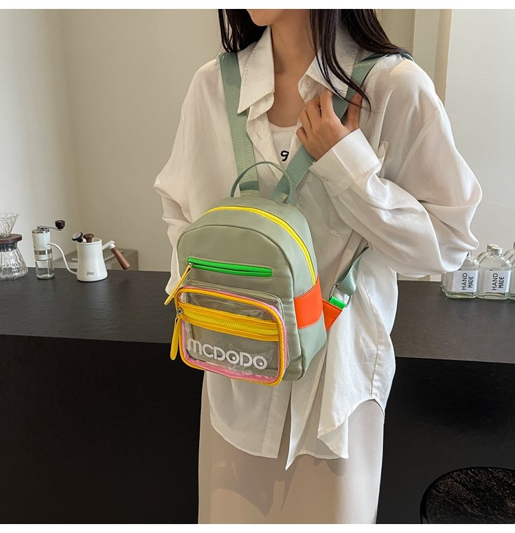 Women's Nylon Contrast Zip Pocket Backpack detail 16