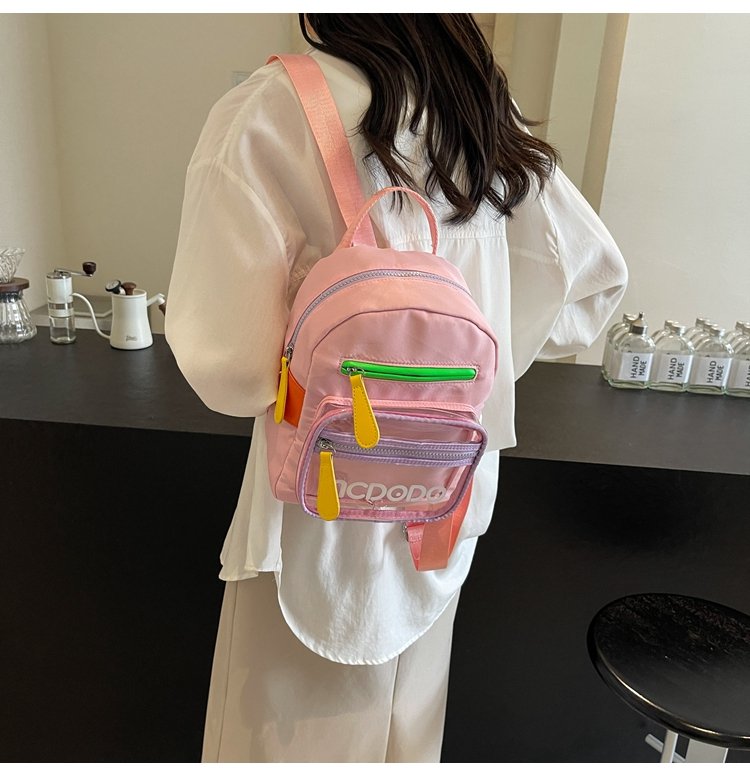 Women's Nylon Contrast Zip Pocket Backpack detail 36