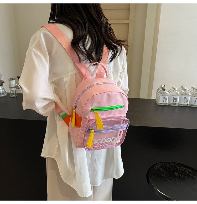 Women's Nylon Contrast Zip Pocket Backpack detail 38