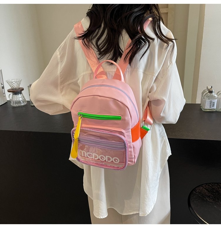 Women's Nylon Contrast Zip Pocket Backpack detail 40