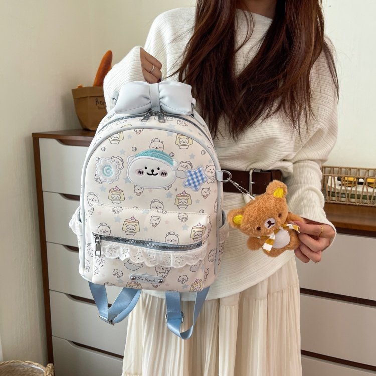 Women's Cute Cartoon Print Waterproof PU Leather Backpack detail 19