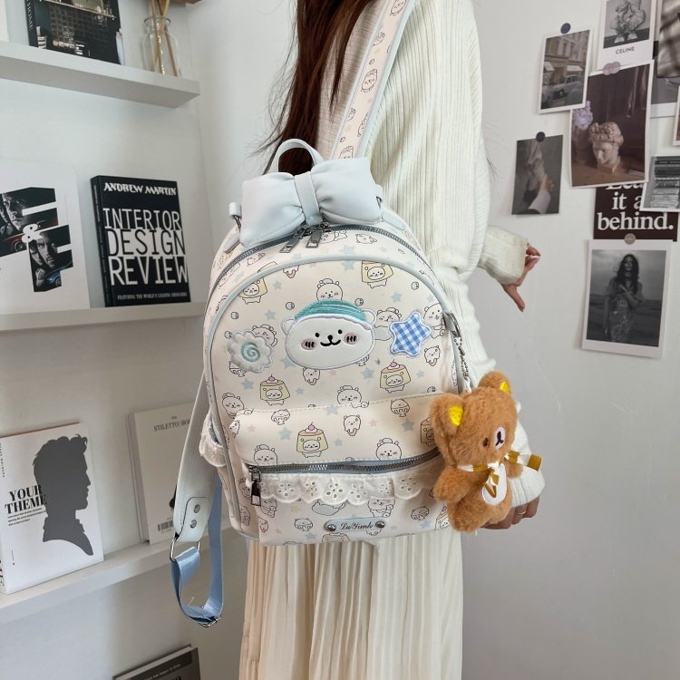 Women's Cute Cartoon Print Waterproof PU Leather Backpack detail 25