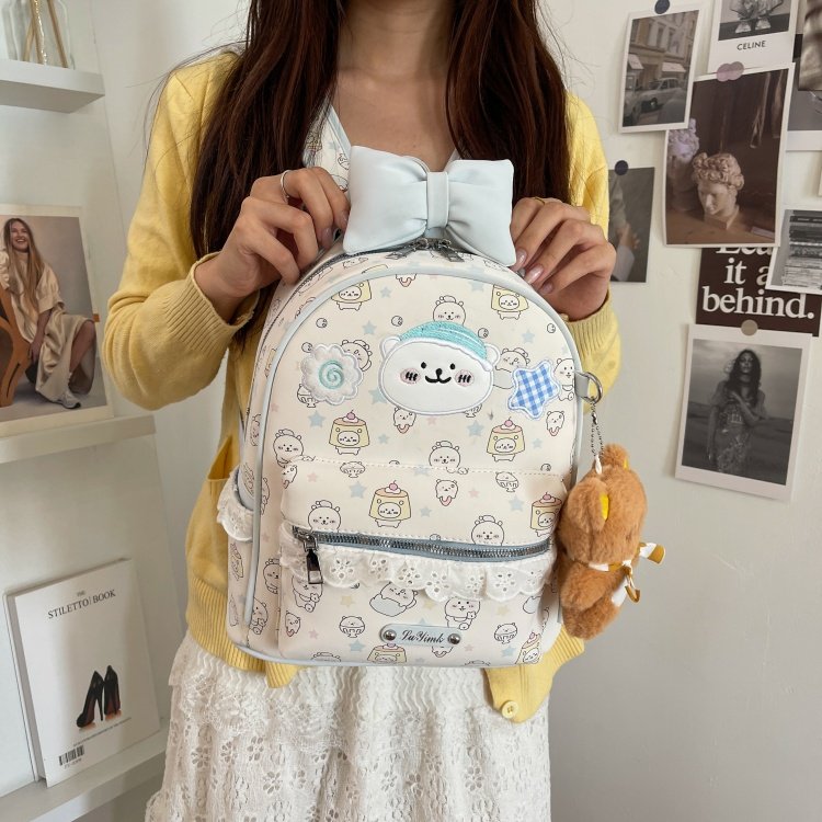 Women's Cute Cartoon Print Waterproof PU Leather Backpack detail 30