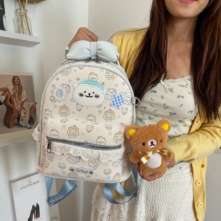 Women's Cute Cartoon Print Waterproof PU Leather Backpack detail 31
