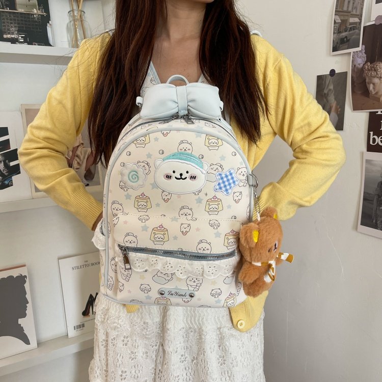 Women's Cute Cartoon Print Waterproof PU Leather Backpack detail 32