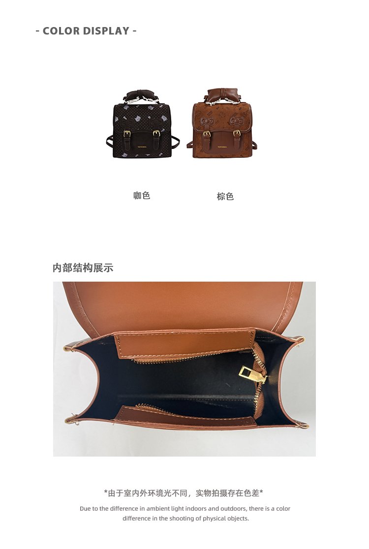 Women's Cute Cartoon Print Waterproof PU Leather Backpack detail 3