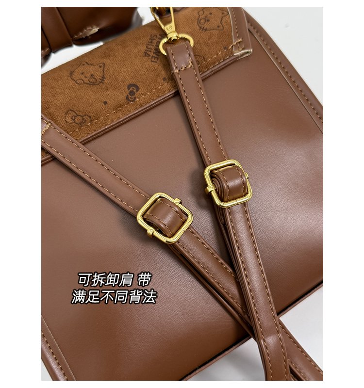 Women's Cute Cartoon Print Waterproof PU Leather Backpack detail 7