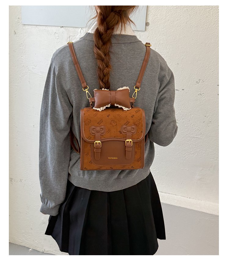 Women's Cute Cartoon Print Waterproof PU Leather Backpack detail 9