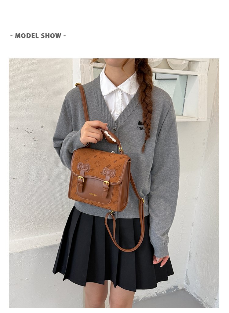 Women's Cute Cartoon Print Waterproof PU Leather Backpack detail 10